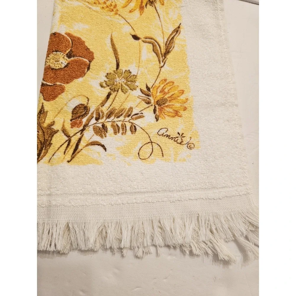 Vintage Cannon 70s Retro Butterfly Hand Kitchen Towel Dish Fringe Hippie